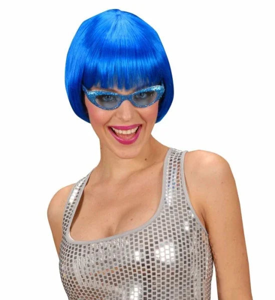 Peluca Azul Corta Lisa con Flequillo COMPLEMENTOS Widmann